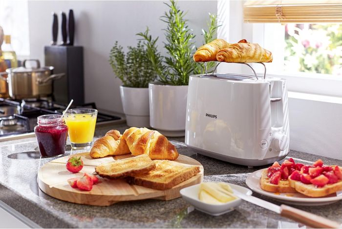 Тостер Philips Daily Collection 830Вт, пластик, белый