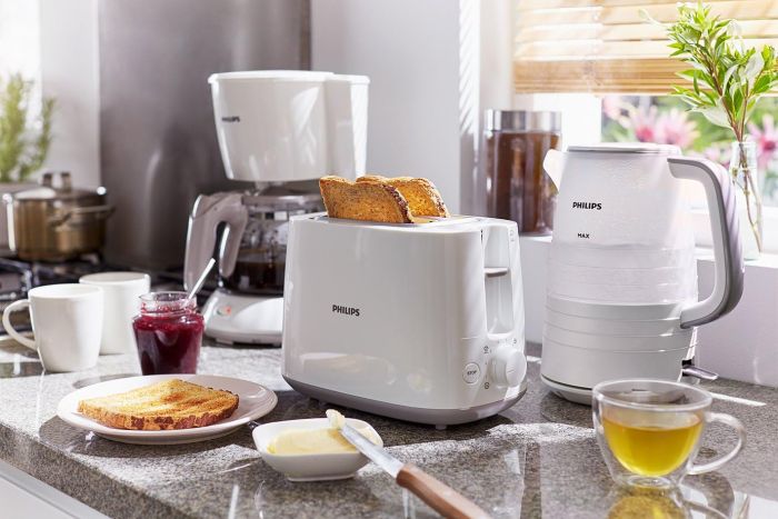 Тостер Philips Daily Collection 830Вт, пластик, белый