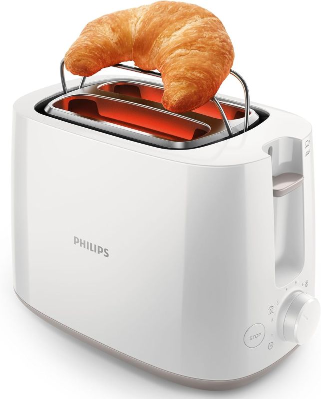 Тостер Philips Daily Collection 830Вт, пластик, белый