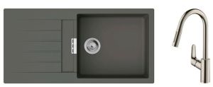 Набір для кухні Hansgrohe , гранітна мийка S520-F480 + зміш. Focus M41, сірий камінь-сталь