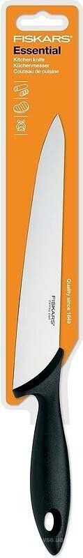 Кухонный нож универсальный Fiskars Essential, 21см, нержавеющая сталь, пластик, черный