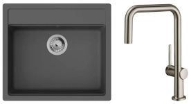 Набір для кухні Hansgrohe , гранітна мийка S520-F510 + зміш. Talis M54, чорний графіт-сталь