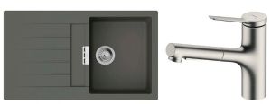 Набір для кухні Hansgrohe , гранітна мийка S520-F345 + зміш. Zesis M33, сірий камінь-сталь