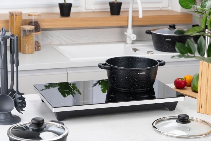 Каструля зі скляною кришкою Ardesto Gemini Anzio, 2.5л, алюміній, чорний