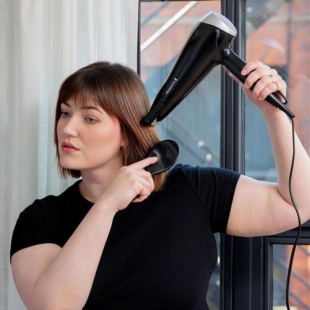 Фен Remington Style Edition, 2200Вт, 3 режими, іоніз-я, хол. обдув, дифузор, гребінець, резинка, кейс, чорно-сірий