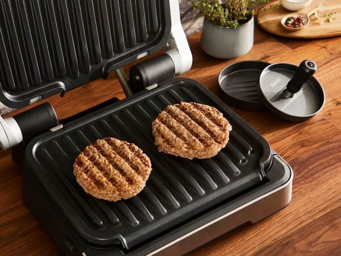 Гриль Tefal прижимной OptiGrll 2100Вт, темп. режимов-4, съёмные пластины, металл