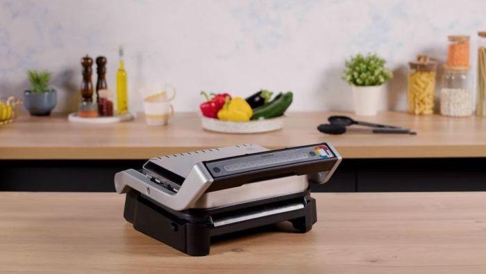 Гриль Tefal прижимной OptiGrll 2100Вт, темп. режимов-4, съёмные пластины, металл