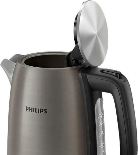 Електрочайник Philips Viva Collection 1.7л, Strix, метал, чорно-мідний