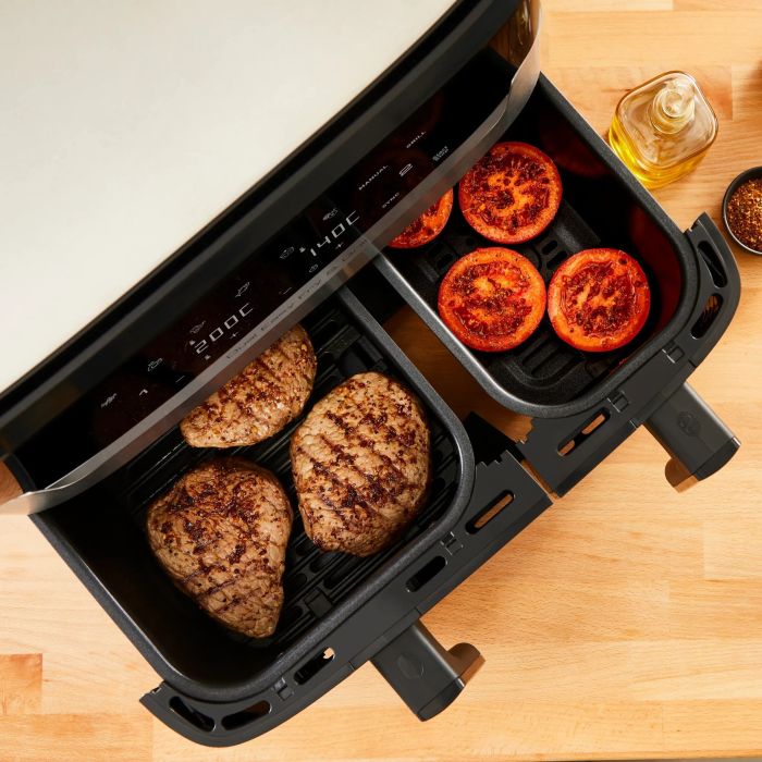 Мультипечь Tefal Dual EasyFry&Grill AirFryer, 2700Вт, чаша-5.2/3.1л, сенсорное управл., 2 чаши, гриль, пластик, серо-черный