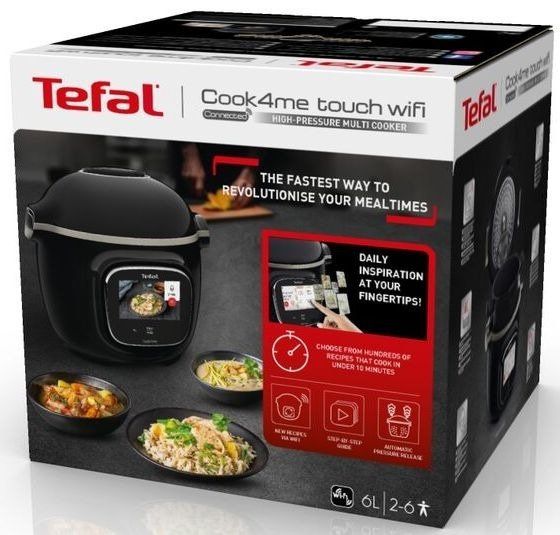 Мультиварка-скороварка Tefal Cook4me Touch, 1600Вт, чаша-6л, сенсорное управл., 13 програм, металл/пластик, черный