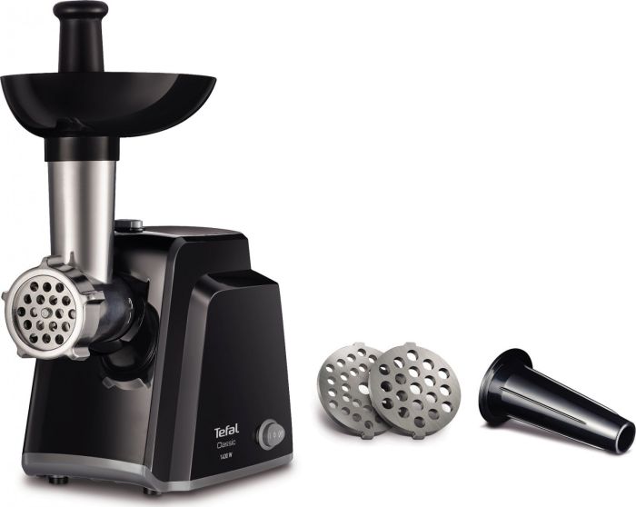 Мясорубка Tefal Classic, 1400Вт, 1.7кг/мин, 2 решетки, насадка для колбас, пластик, черный