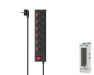 Подовжувач мережевий Hama 1.4м, 6хТип, 16А, фільтр, чорний