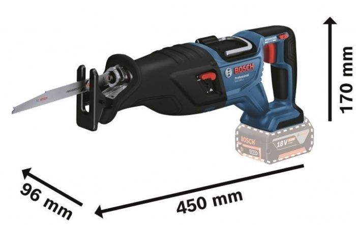 Пила сабельная аккумуляторная Bosch GSA 185-LI, 18 В, пропил 230мм, ход 28мм, 3.2кг без АКБ и ЗП