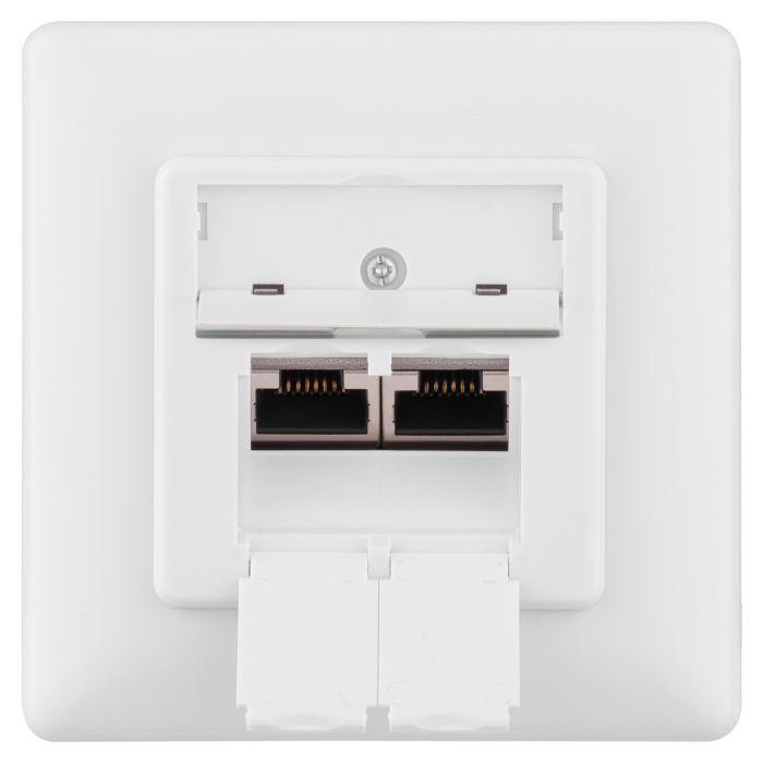 Настінна розетка 2E CАТ 6 FTP, 2xRJ45, 8P8C, для прихованої проводки