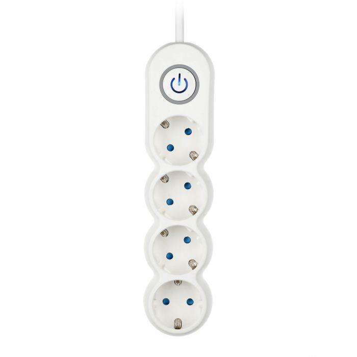 Удлинитель сетевой 2E Plus 4хТип F, 3х1мм кв, 10A, 3м, бело-серый