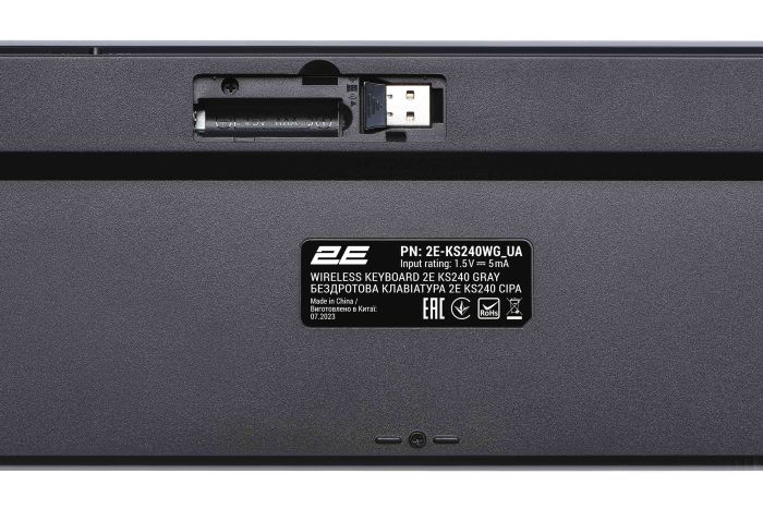 Клавиатура мембранная 2E KS240 110key, WL/BT, EN/UK, серо-чёрный