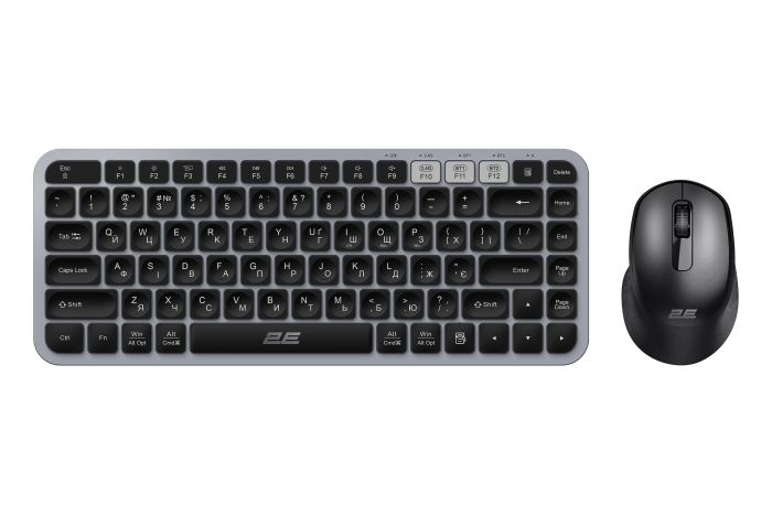 Комплект клавіатура та миша 2E MK430 WL/BT, EN/UK, сіро-чорний