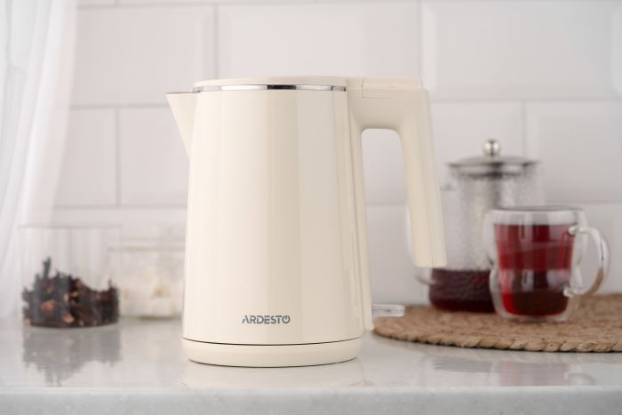 Электрочайник Ardesto 1л, Strix, двойные стенки бежевый