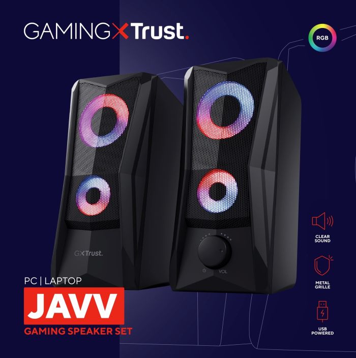 Акустична система Trust GXT 606 Javv 2.0, USB/AUX, RGB, чорний