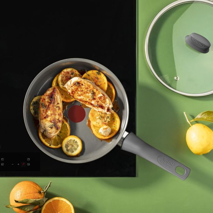 Сотейник з кришкою Tefal Renewal, 24см, алюміній, бакеліт, скло, сірий
