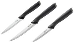 Набір ножів Tefal Essential, 3шт, нержавіюча сталь, пластик, чорний