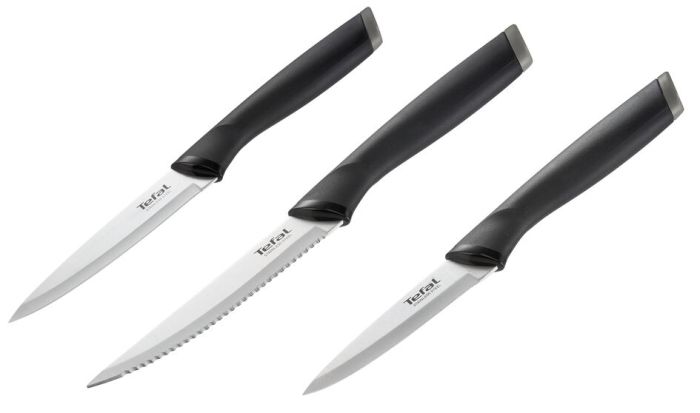 Набір ножів Tefal Essential, 3шт, нержавіюча сталь, пластик, чорний