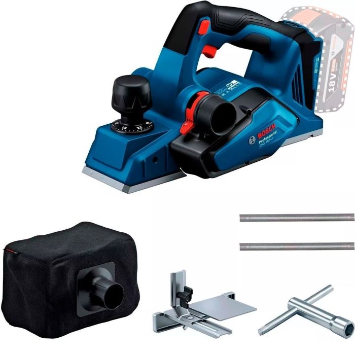 Рубанок аккумуляторный Bosch GHO 185-LI, 18В, 82мм, строгание до 2.6мм, паз до 9мм, без АКБ и ЗУ