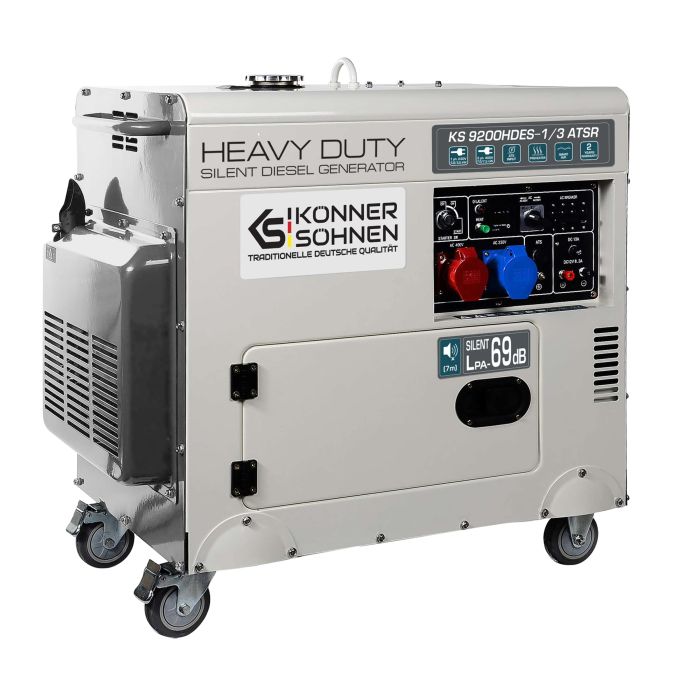 Генератор дизельный Konner&Sohnen KS 9200HDES-1/3 ATSR (EURO V),230/400В,6.5/6.0кВт,7.5/7.0кВт,1/3Фазы, АВР(ATS), электростартер, 168кг