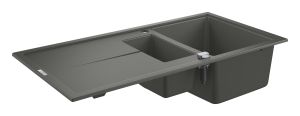 Мийка кухонна Grohe K400, граніт, прямокут., з крилом, 1000x500x205мм, чаша - 2, врізна, сірий граніт