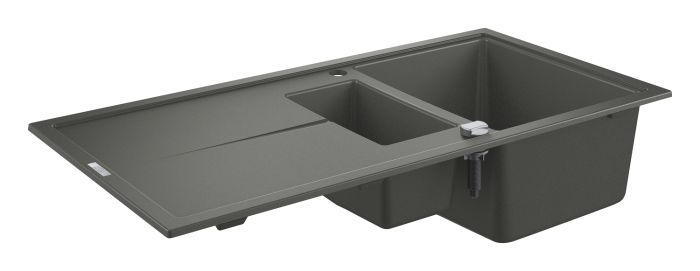 Мийка кухонна Grohe K400, граніт, прямокут., з крилом, 1000x500x205мм, чаша - 2, врізна, сірий граніт