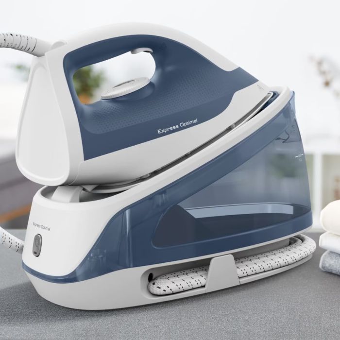Утюг-парогенератор Tefal Optimal, 2200Вт, 1200мл, паровой удар -190гр, постоянный пар - 110гр, керам. подошва, бело-синий