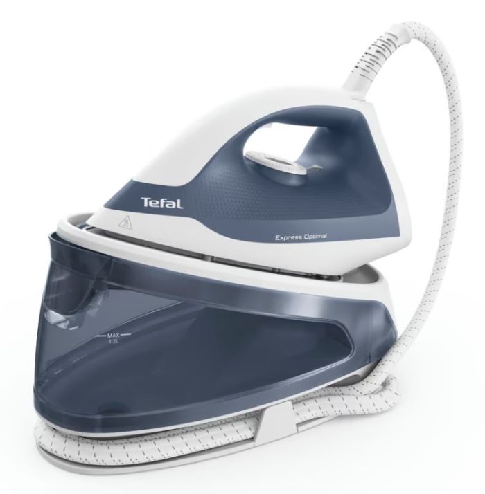 Утюг-парогенератор Tefal Optimal, 2200Вт, 1200мл, паровой удар -190гр, постоянный пар - 110гр, керам. подошва, бело-синий