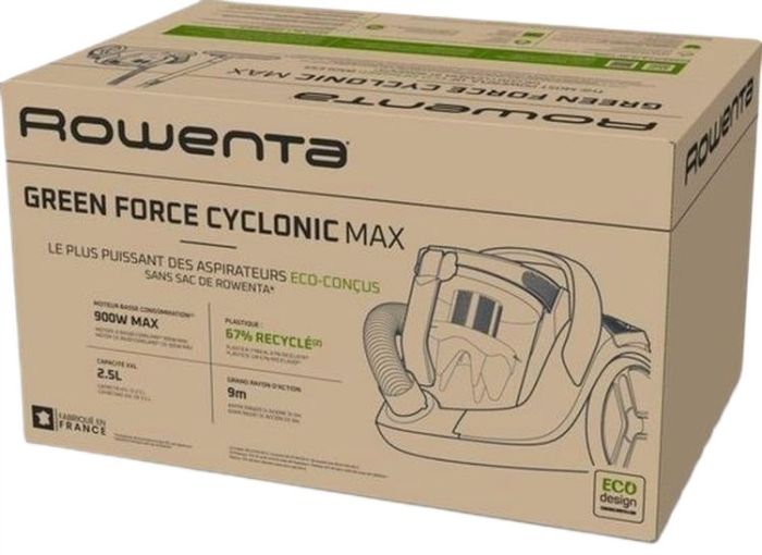 Пылесос Rowenta контейнерный Green Force Cyclnic Max, 900Вт, конт пыль -2.6л, НЕРА, черный