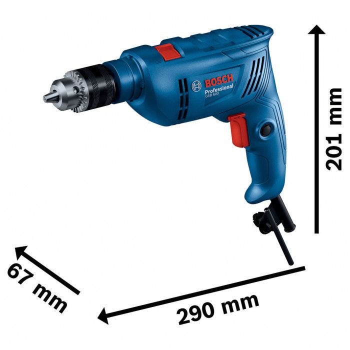 Дриль ударний Bosch Professional GSB 600 600Вт ШЗП 1-10мм 0-3000об/хв 1.7кг