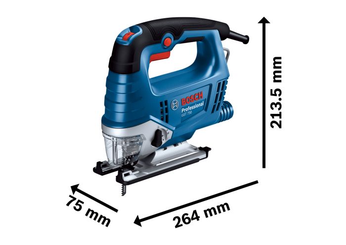 Лобзик Bosch Professional GST 750, 520Вт, SDS, 800-3200 об/м, ход 20 мм, 23кг, в кейсе