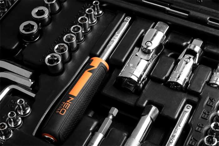 Набор инструмента Neo Tools, 233шт, 1/2", 1/4", 3/8", CrV, кейс