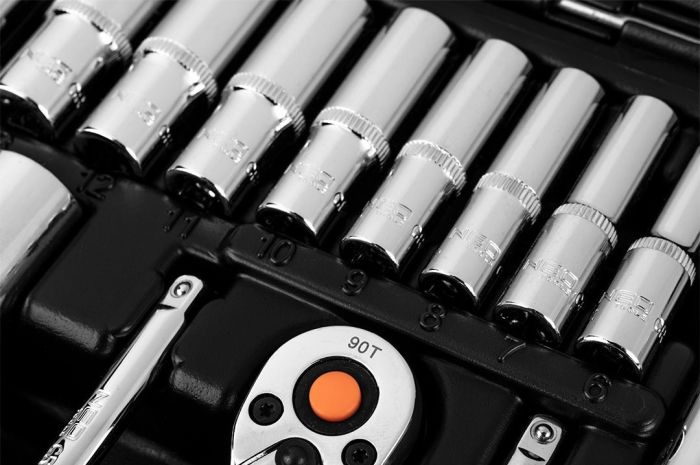 Набір інструментів Neo Tools, набір торцевих головок, 110шт, 1/2", 1/4", CrV, кейс