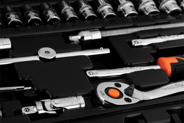 Набір інструментів Neo Tools, набір торцевих головок, 46шт, 1/4", CrV, кейс
