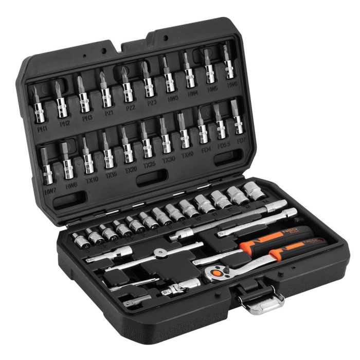 Набір інструментів Neo Tools, набір торцевих головок, 46шт, 1/4", CrV, кейс
