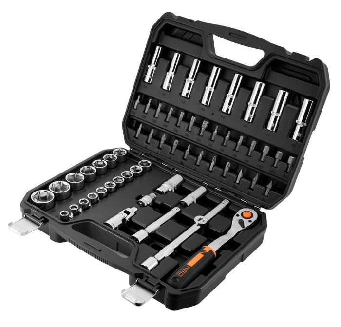 Набір інструментів Neo Tools, набір торцевих головок, 58шт, 1/2", CrV, кейс