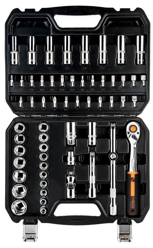 Набір інструментів Neo Tools, набір торцевих головок, 58шт, 1/2", CrV, кейс