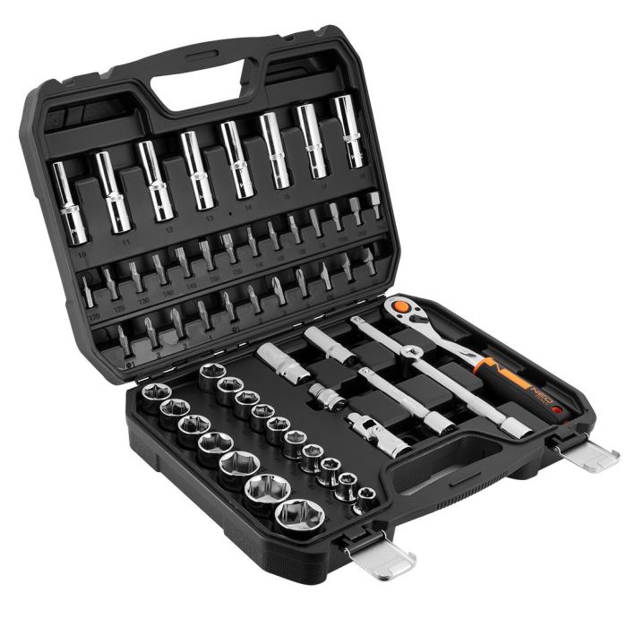 Набір інструментів Neo Tools, набір торцевих головок, 58шт, 1/2", CrV, кейс