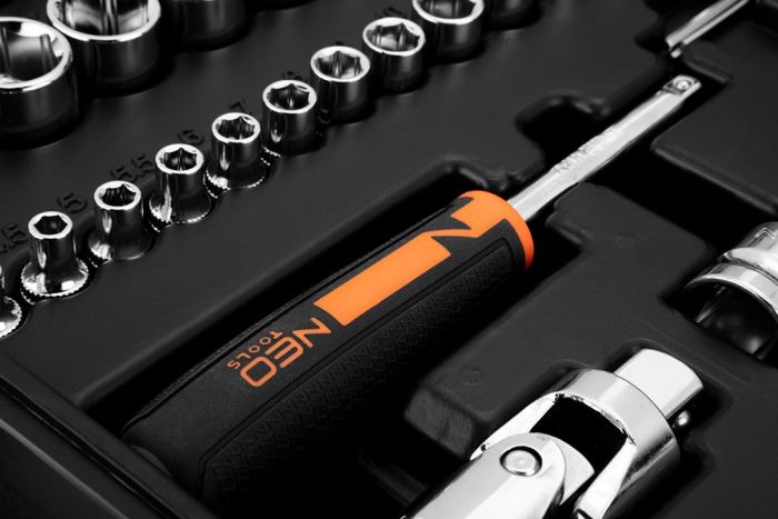 Набір інструментів Neo Tools, набір торцевих головок, 94шт, 1/2", 1/4", CrV, кейс