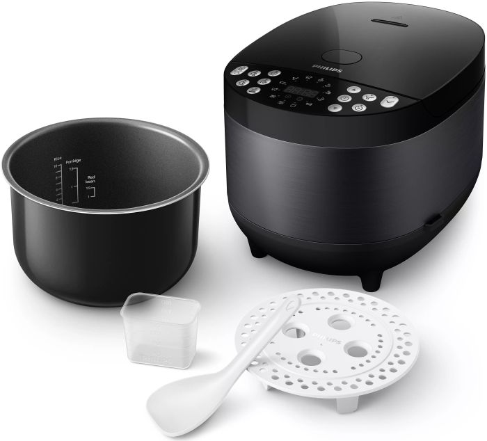 Мультиварка Philips All-in-One 980Вт, чаша-5л, електр. керування , 60 авто. програм, пластик, чорний