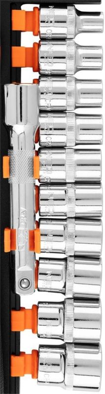 Набор торцевых головок Neo Tools, 12шт, 1/2", трещотка 90 зубцов, CrV