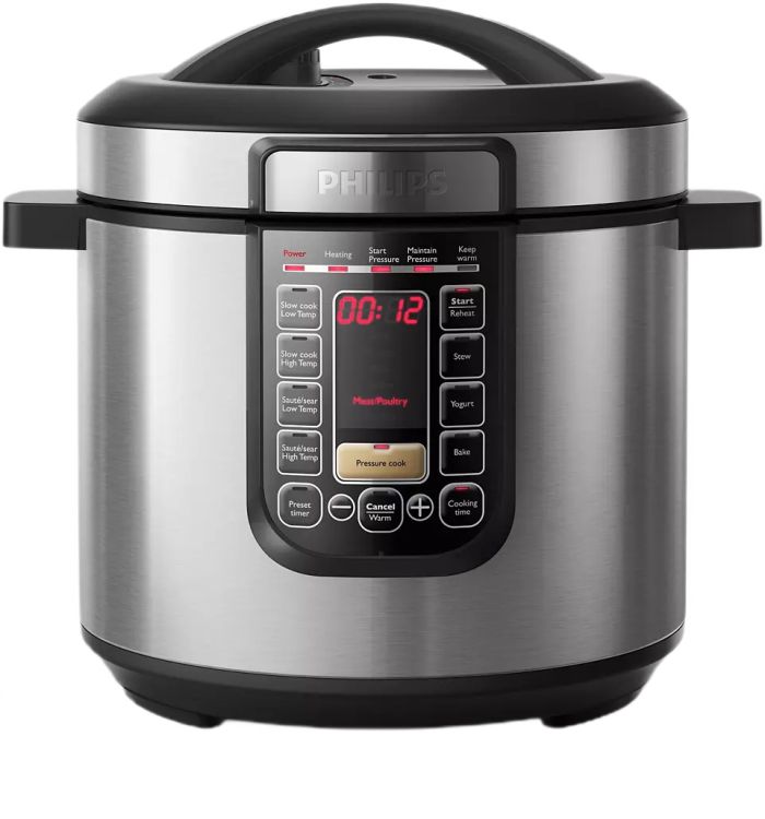 Мультиварка Philips Viva Collection 1300Вт, чаша-6л, электронное управл., 15 авто. программ, нержав.сталь, платик, чорний