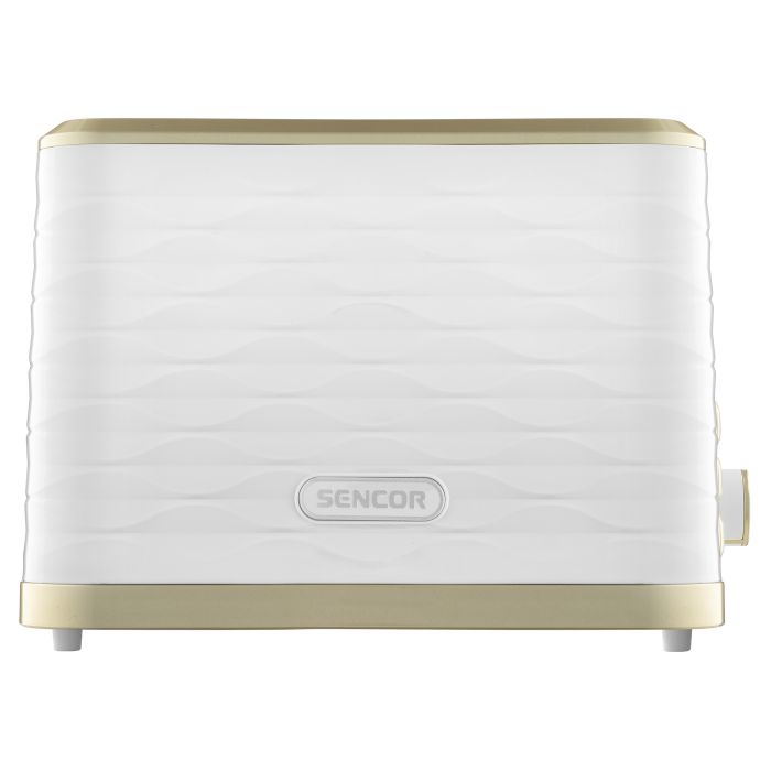 Тостер Sencor 930Вт, підігрів, розморожування, підсвічування, пластик, біло-золотий