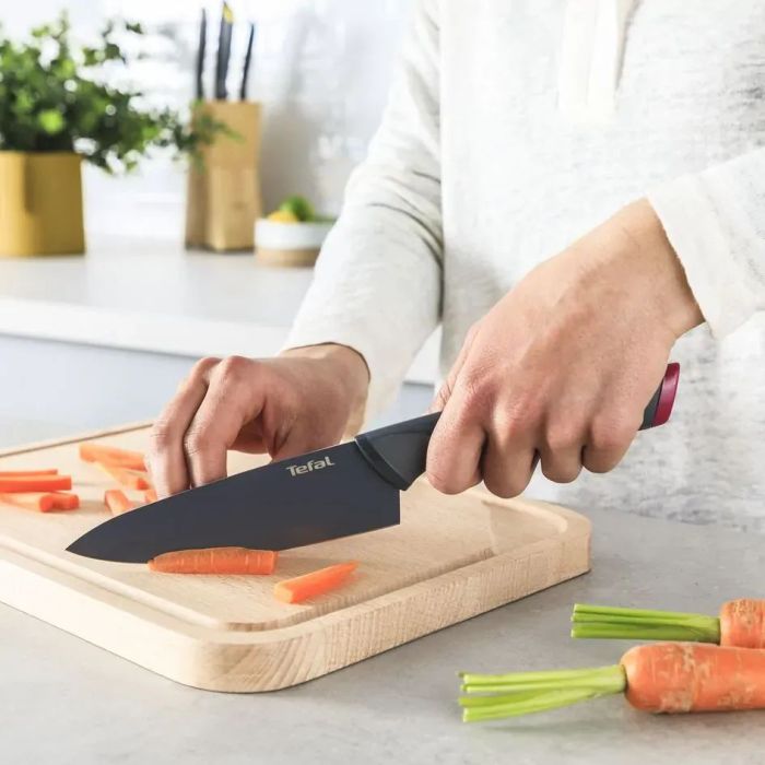 Набор ножей Tefal Fresh Kitchen, деревянная колода, 5шт, нержавеющая сталь, пластик, дерево, черный