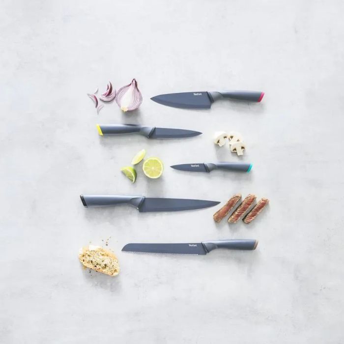 Набор ножей Tefal Fresh Kitchen, деревянная колода, 5шт, нержавеющая сталь, пластик, дерево, черный