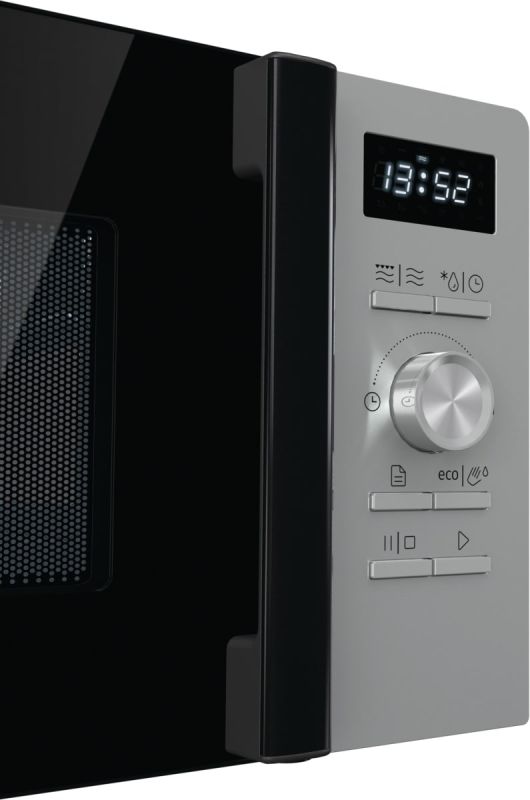 Мікрохвильова піч Gorenje, 20л, електр. керув., 800Вт, гриль, дисплей, 11 програм, нерж